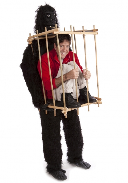 Halloween man in a gorilla cage costume